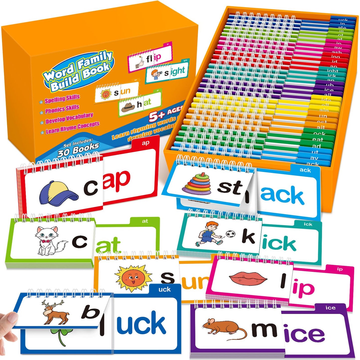 Edulok Word Families, Letter Sounds Flash Cards, ABC Vocabulary Flashcards, Kindergarten Sight Word Flash Cards, Learn to Read Phonics Cards, Read and Rhyme Flip Activity Book, Reading Games