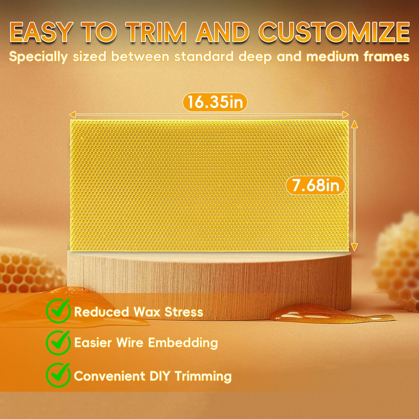 NUOMIC 30PCS Natural Beeswax Foundation Sheets for Bee Hive Wired Frames, Multi Purpose Beeswax Sheets for Candle Making, Crafts, Models and DIY Projects