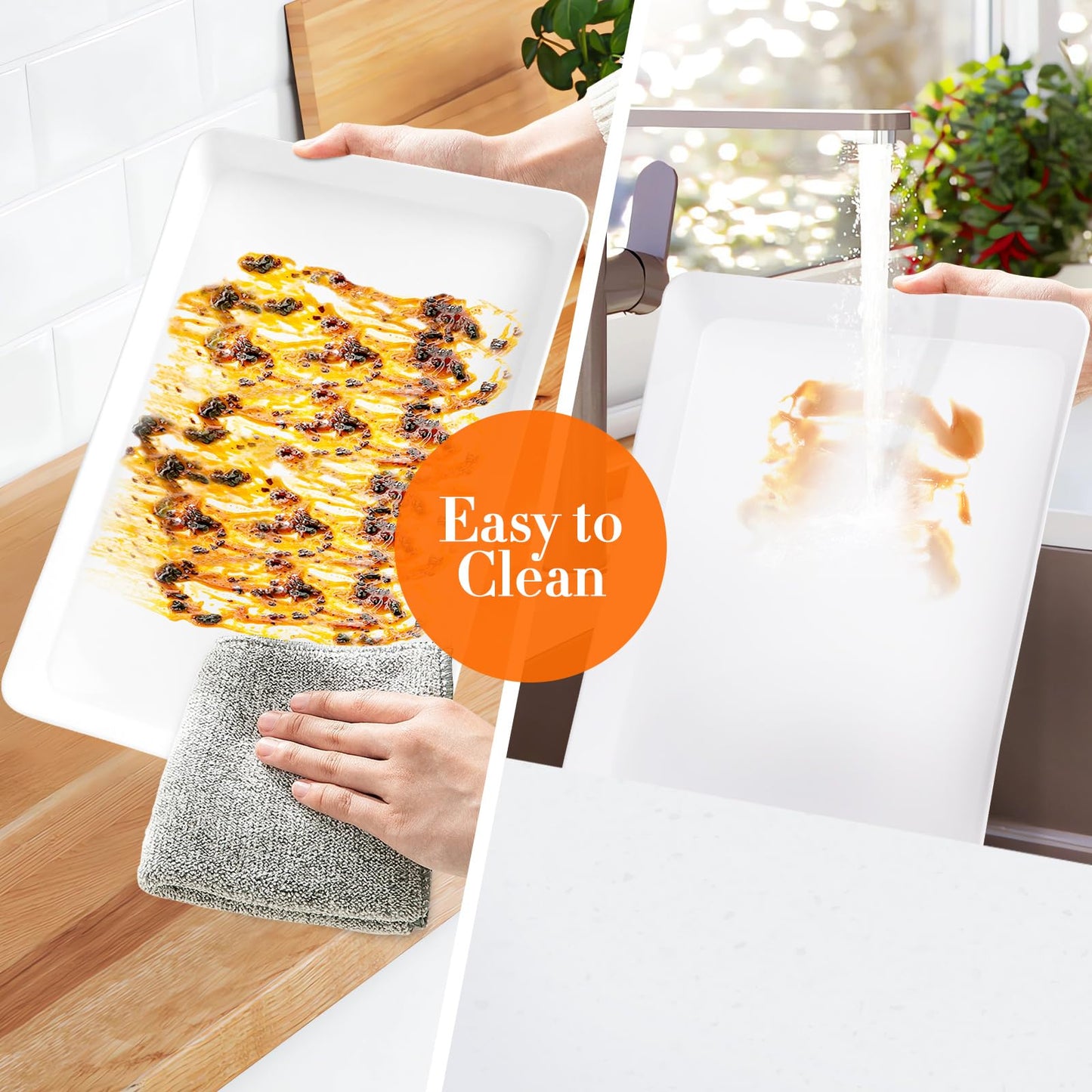 WOWBOX 6 pcs Serving Tray for Entertaining, Serving Platters for Fruit, Cookies, Dessert, Snacks, Reusable Plastic Trays for Serving Food and Pantry Organization in Kitchen & for Parties