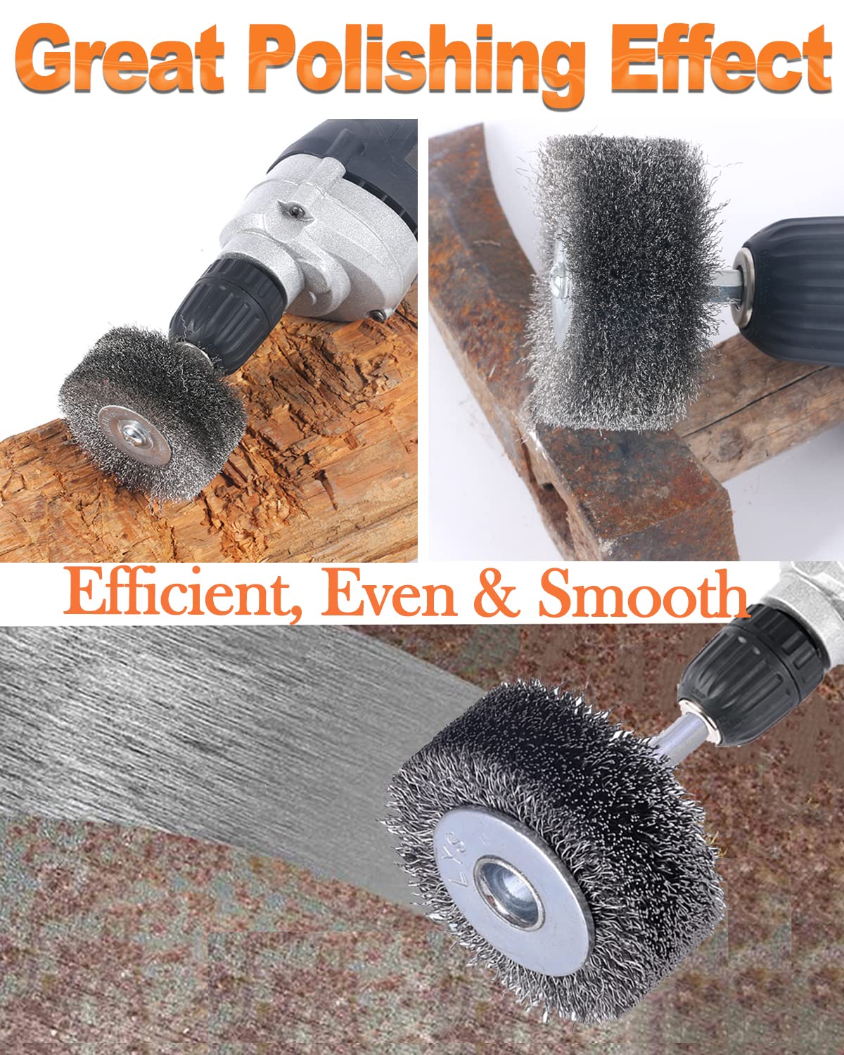 10 Pack Wire Wheel Brush Wire Wheel Brush for Drill Attachment, Rocaris 2 Inch Heavy Duty Wire Brushes Removal Paint Rust & Corrosion, 0.0118" Carbon Steel Wire, 1/4in Shank, 20000RPM