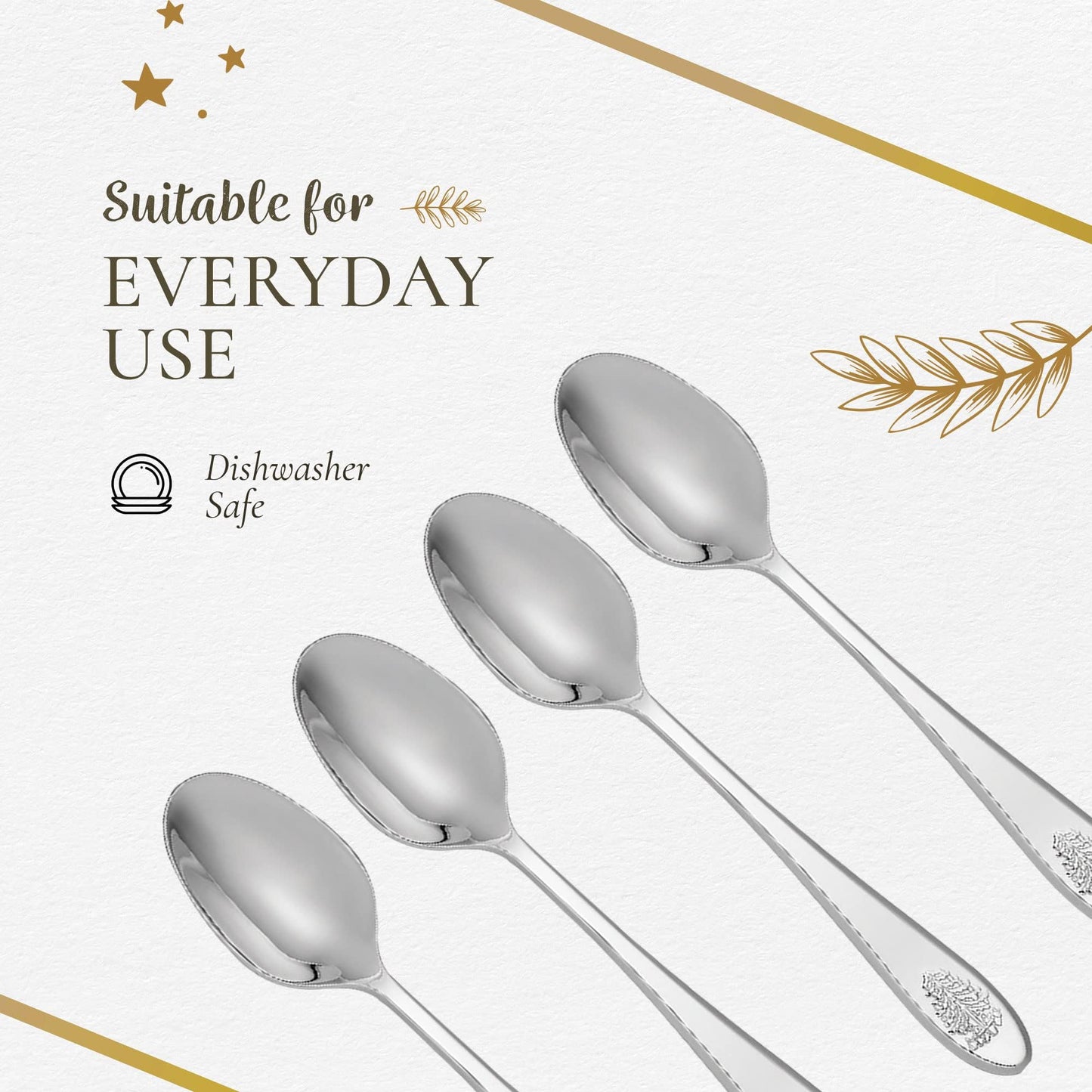Portmeirion Spode Christmas Tree Collection Stainless Steel Flatware Set - Holiday Cutlery Set, 4 Dinner Forks, Salad Forks, Dinner Knives, Tablespoons, Teaspoons - 20 Piece