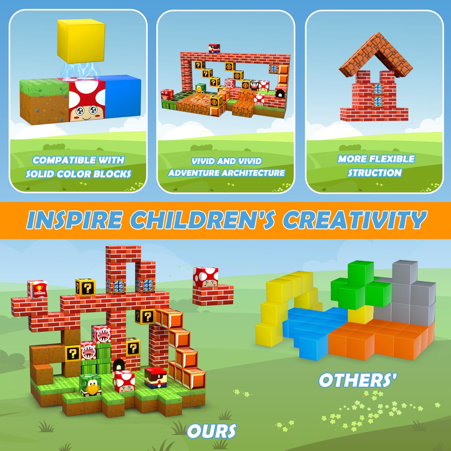 Magnetic Blocks - 200PCS Build 3D Magnet Building Toys World with Magnetic Tiles, STEM Kids Sensory Toys, Toy Magnetic Building Set B-Day Gifts for Age 3 4 5 6-10 Year Old Boys Girls