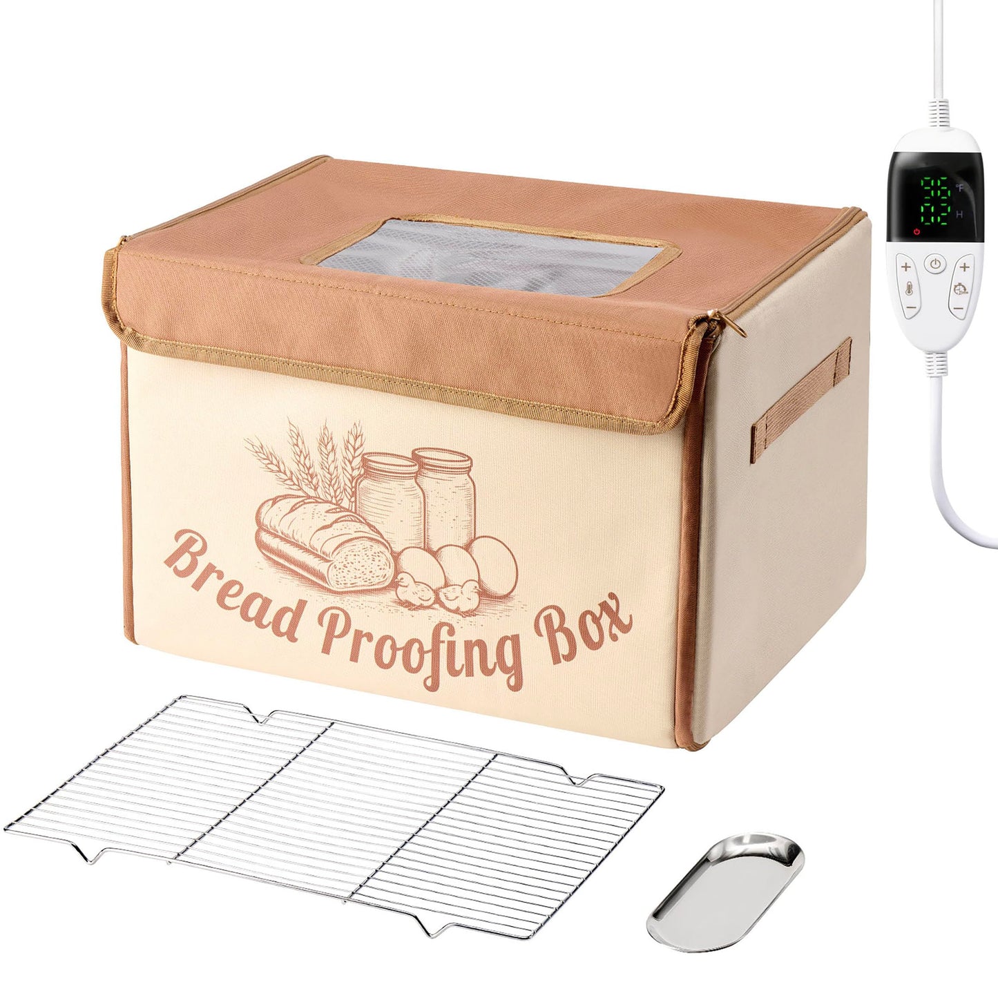 FarWalx Bread Proofing Box with 68–131℉ Temp Control & 99H Timer, Folding Bread Proofer for Dough Fermentation, Homemade Pizza, Yogurt and Fermented Foods