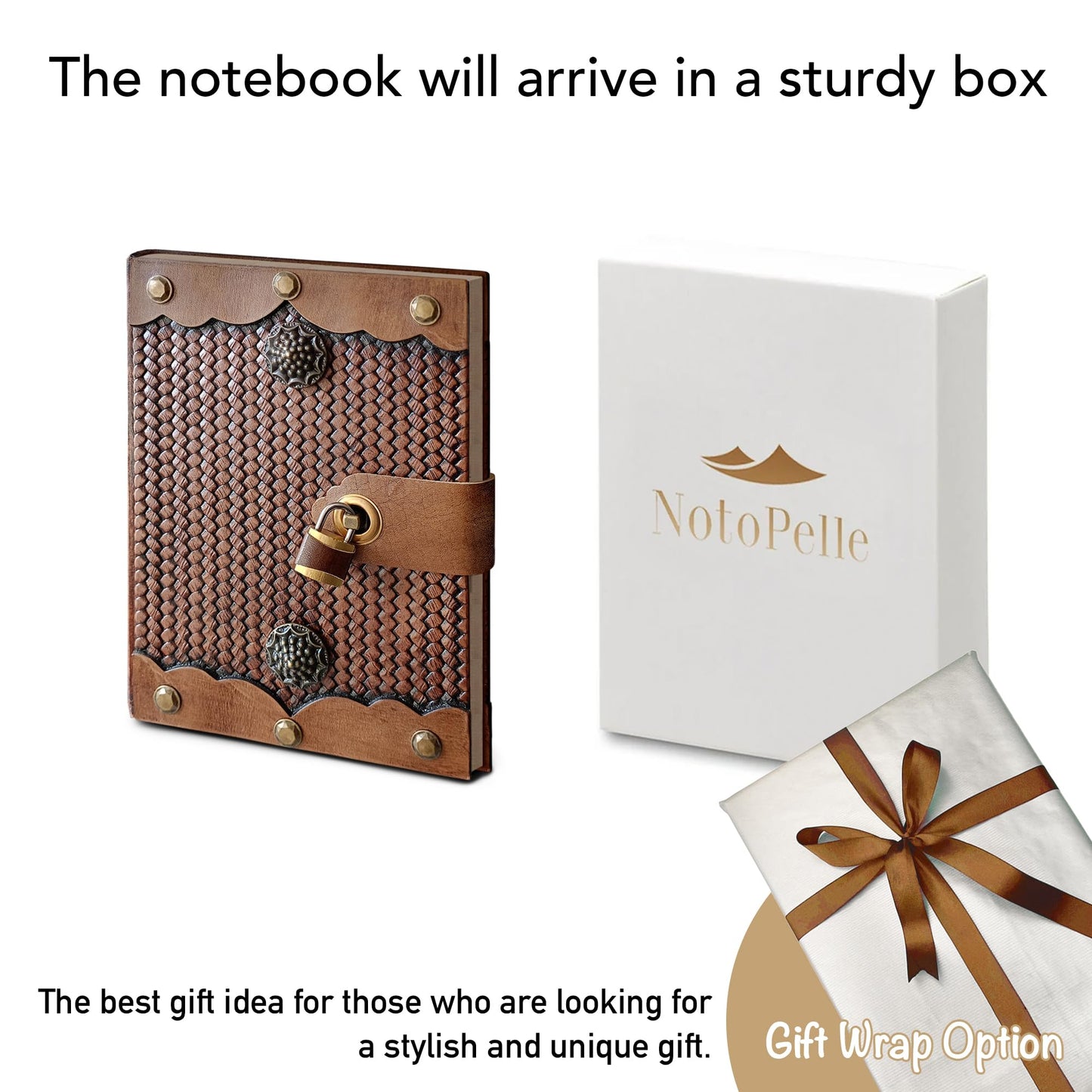 Trend Tick Antique Door Design Lockable Diary with Padlock, Handmade Leather Journal with Lock, Gift for Men Women Lined Paper Diary With Lock, 384 Pages Big size Journal for Writing Diary
