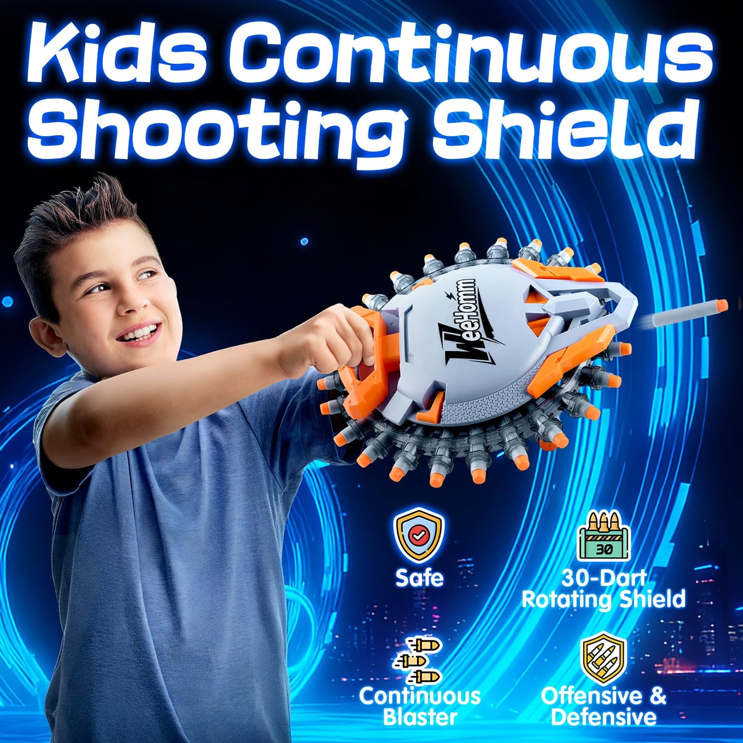 Shooting Game Toys for 6 7 8 9 10 Year Old Boys Sports and Outdoor Games Foam Blaster Toy for Kids 30 Consecutive Throws with