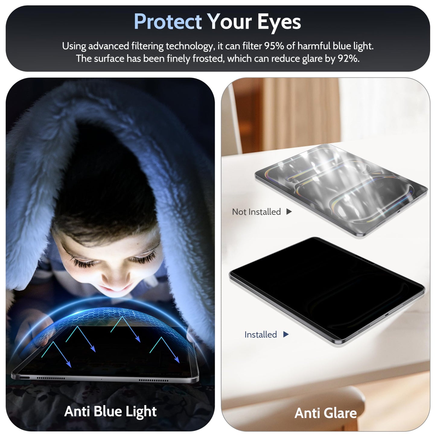 Peslv 4-Way Magnetic Privacy Screen for iPad Pro 13 Inch 7th (2024, M4),360 Removable Anti Blue Light Glare Spy Private Filter, High Sensitive Bubble-Free Easy Install Black Security Screen Protector