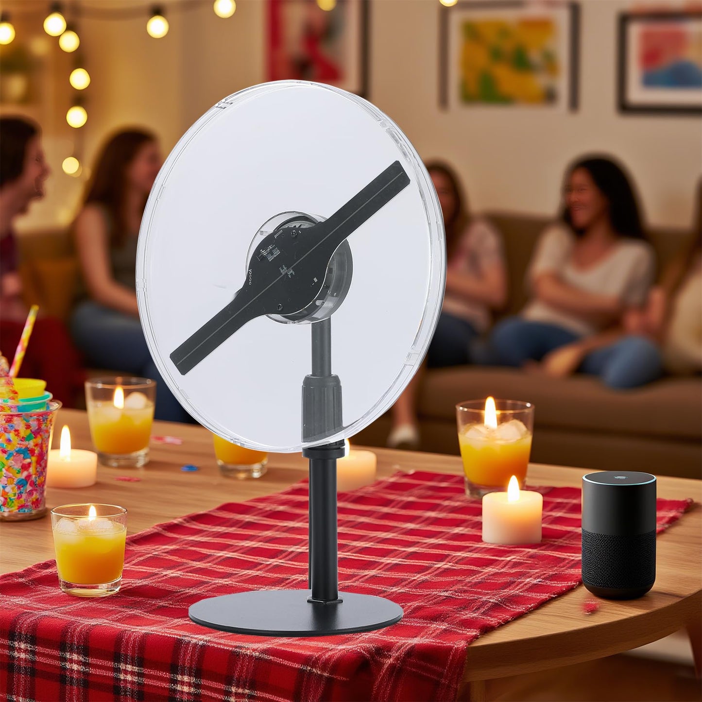 HFZ Inch 3DhologramFan LED High with 1500+ Videos | WiFi App Control Bluetooth Holographic Display | Large Advertising Fan for Store (9.06inch)