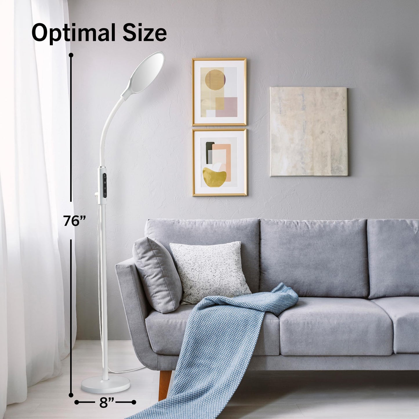 PRIMETEK Happy Light 10000 Lux Mood Lamp, Dual Control Remote,Touch Screen Sad Lamp, Adjustable LED Floor Lamp, UV-Free Sun Light, 5 Color Temperatures 10 Brightness Levels Happy Lights