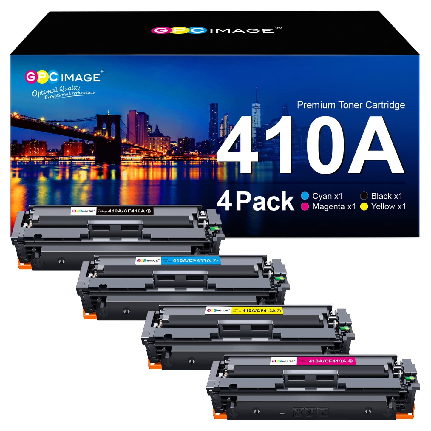 GPC Image Compatible Toner Cartridge Replacement for HP 410A CF410A CF411A CF412A CF413A to use with Color Laserjet Pro MFP M477fdw M477fdn M477fnw Pro M452dn M452nw M452dw Printer Toner (4 Pack)