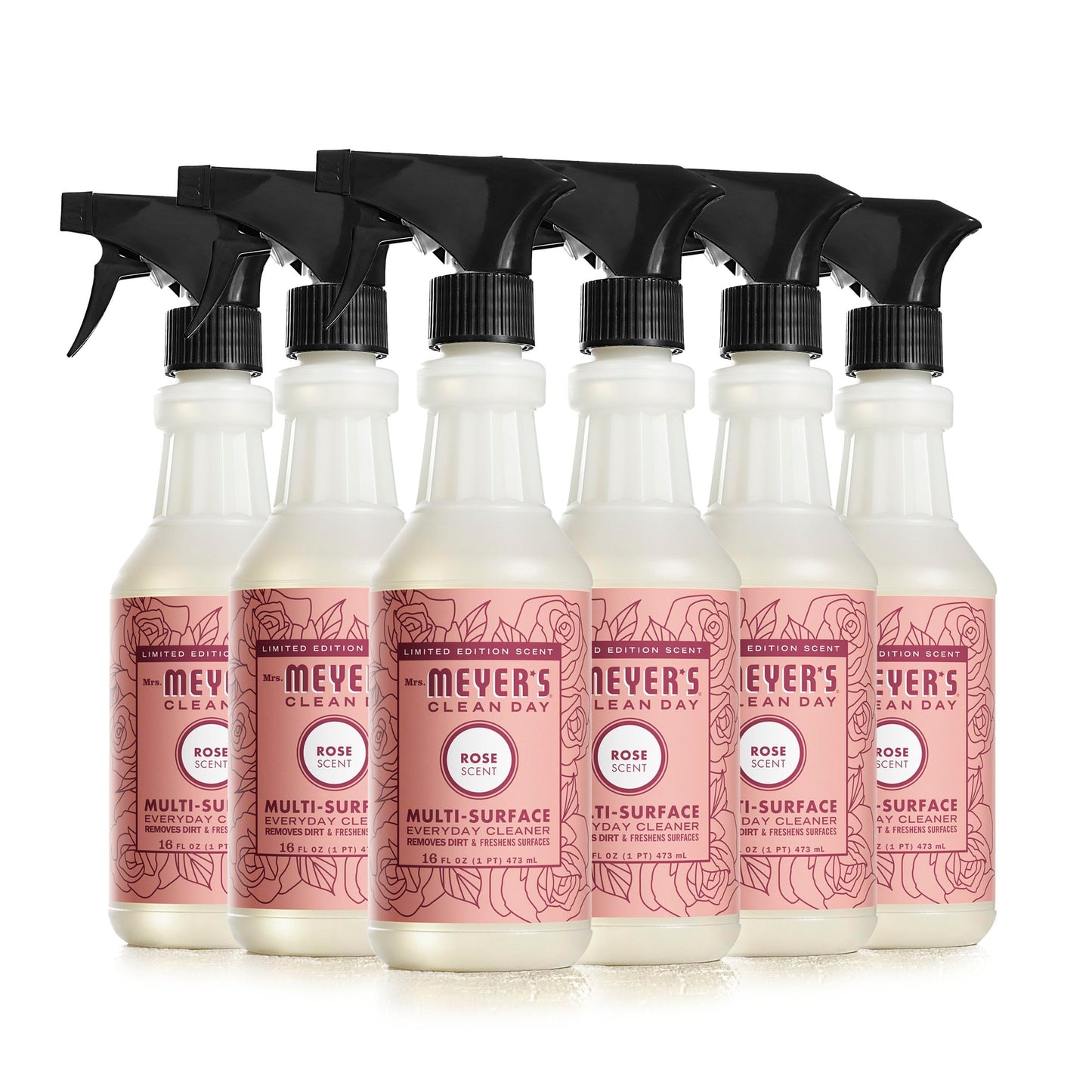 MRS. MEYER'S CLEAN DAY Multi-Surface Everyday Cleaner, Rose Scent, 16 Ounce Bottle (Pack of 6)