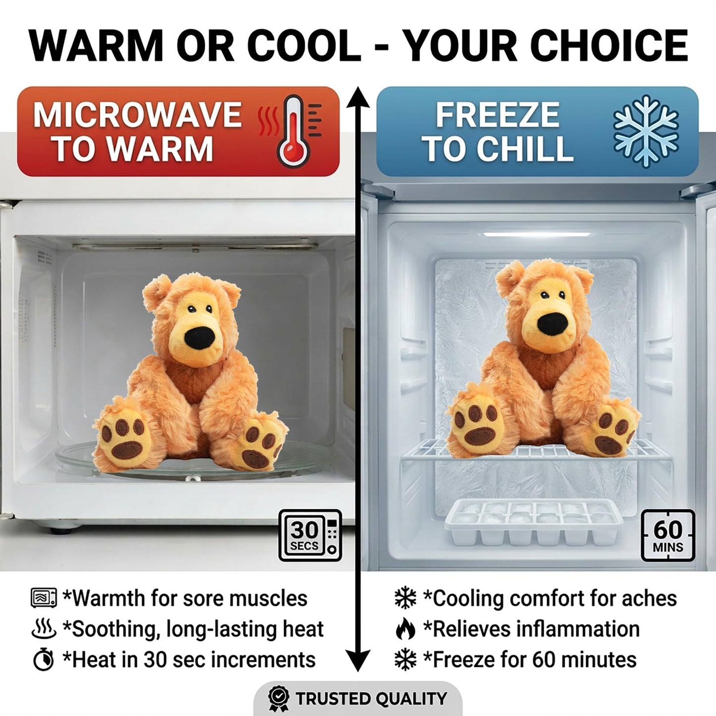 Bear Hugs - Microwavable & Weighted Plush Stuffed Animal - Heated Plushie for Warmth - Cute, Soft, Cozy Toy for Adults & Children (Boys, Girls, & Toddlers) by Warm Pals