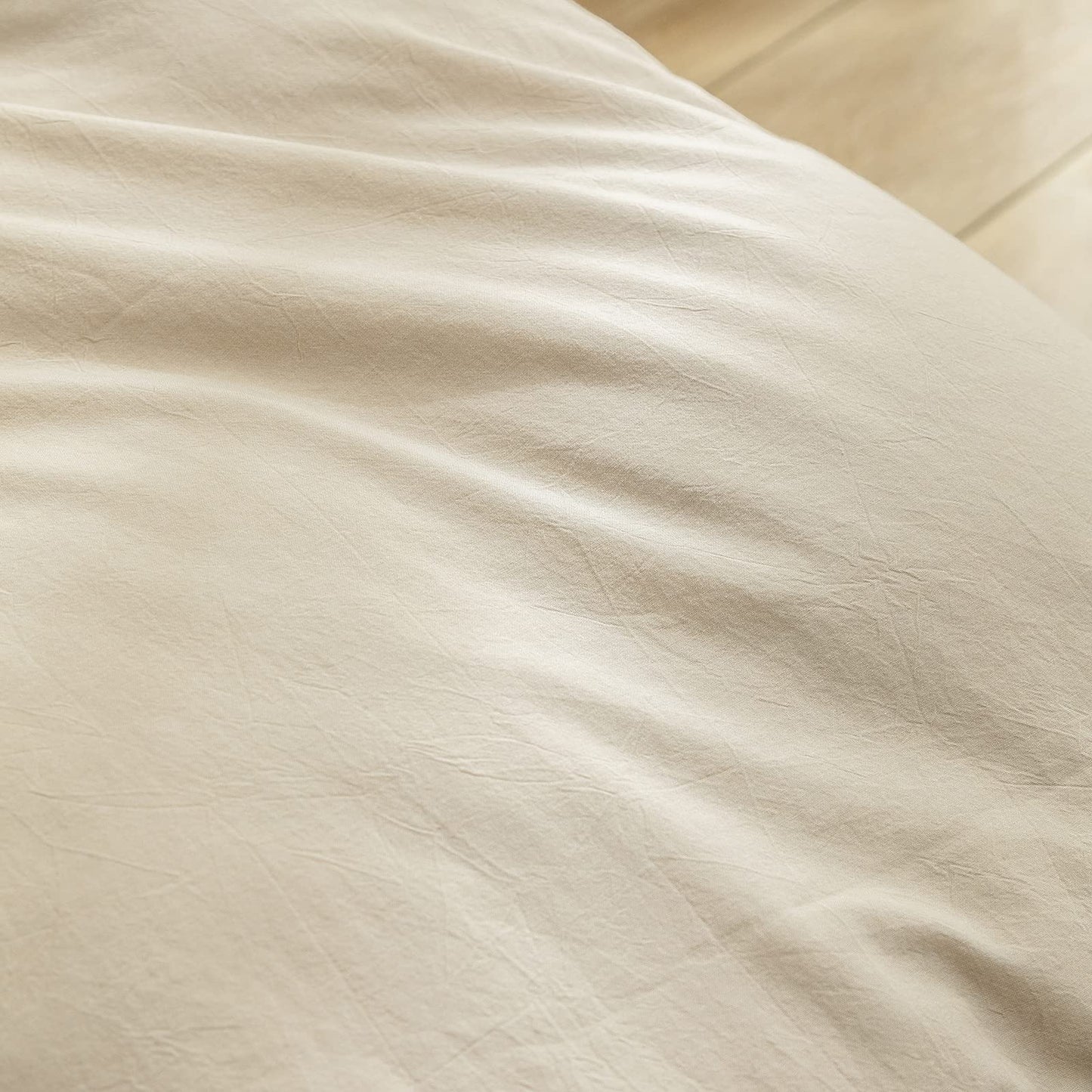BESTOUCH Duvet Cover Set 100% Cotton Linen Feel Super Soft Comfortable Chic Lightweight 3 PCs Home Bedding Set Solid Almond Milk Grey King