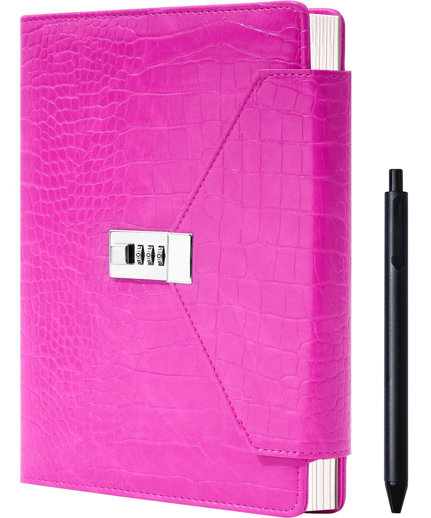 CAGIE Diary for Women Gift, 7.5 x 10 Inch Large Journal with Lock More Secure，220 Pages Refillable Journal for Writing, Business Birthday Gift for Women, Rose Red