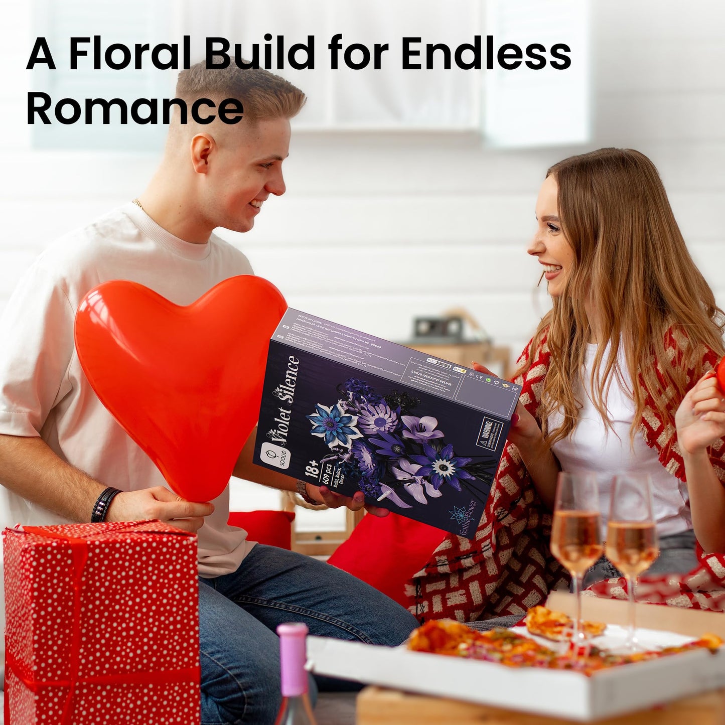SOOLIO Dahlia Flower Bouquet Building Set for Adults,Gift for Mom Women Girlfriend Wife Gothic Botanical Collection - Buildable Purple Artificial Floral for Home or Office Decor (609 PCS)