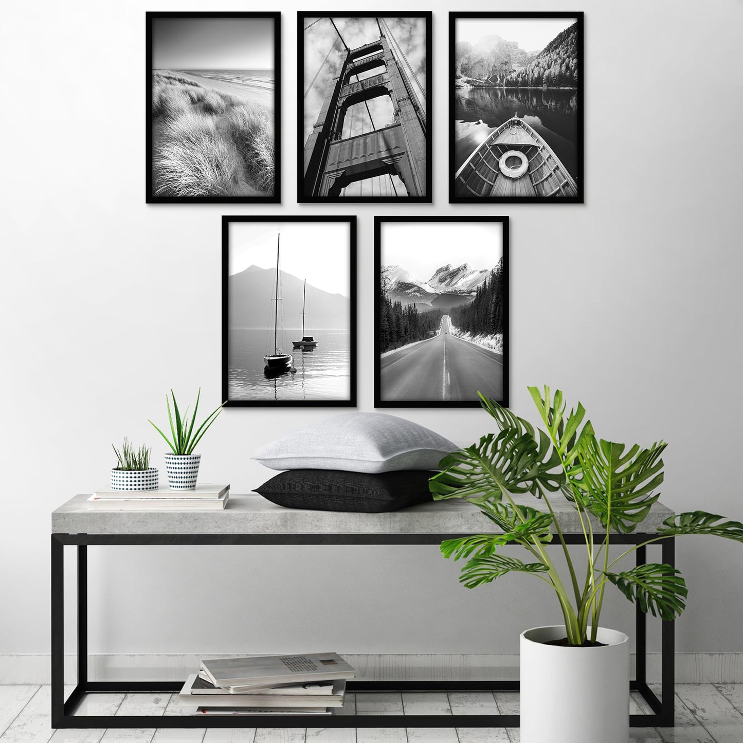 Americanflat 13x19 Picture Frame with Polished Plexiglass - Set of 5 - Galleria Collection - Picture Frames for Wall Display - Black