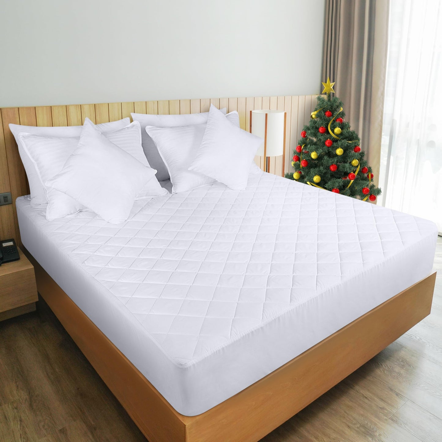Quilted Fitted Mattress Pad 2 Pack, King Mattress Protector Topper with Deep Pocket Stretches up to 16 Inches, Machine Washable Mattress Cover by Utopia Bedding (White)