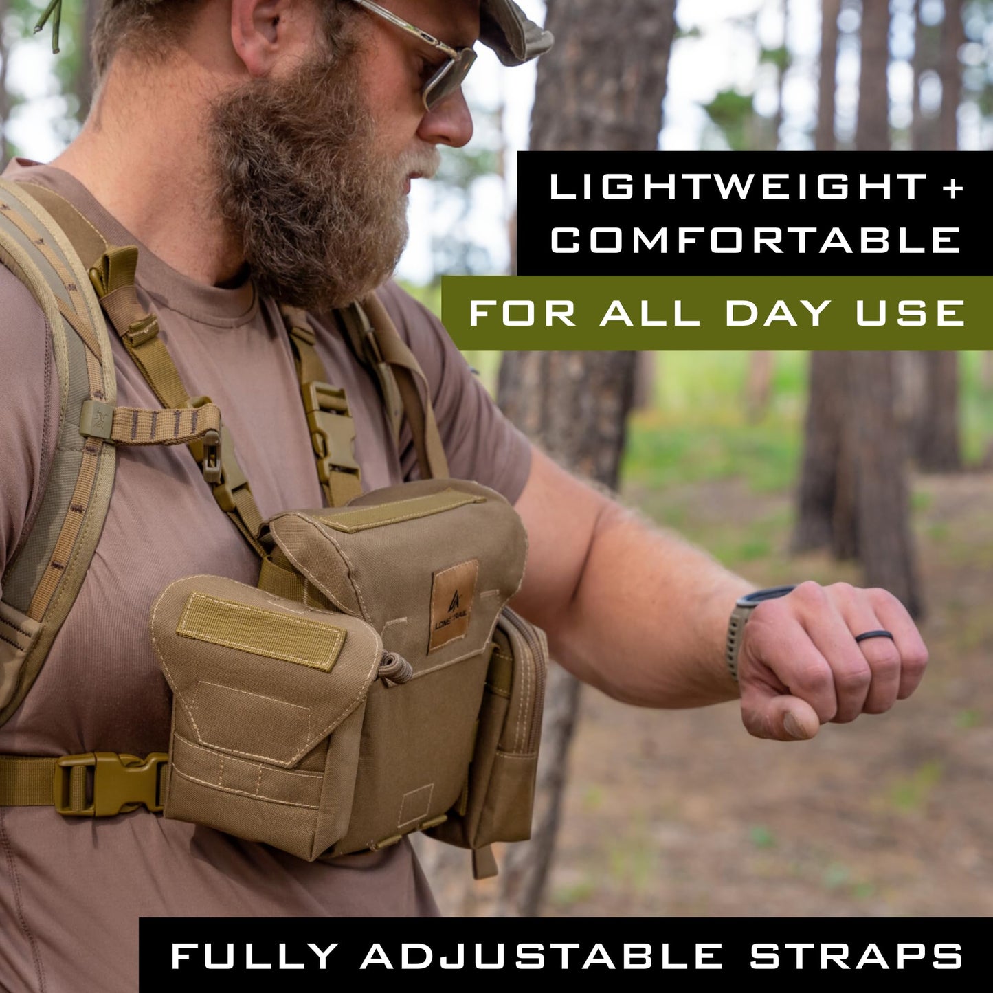 Lone Trail Binocular Harness Chest Pack, Bino Harness With Rangefinder Pouch, Binocular Case, Hunting Binoculars with Chest Harness, Bino Chest Harness, Binocular Chest Pack, Hunting Chest Rig