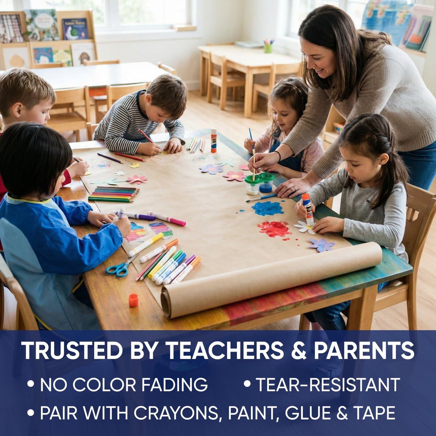 Black Construction Paper Roll 36" x 100 ft – Made in USA – 36" Bulletin Board Paper for Classroom & School, Teachers & Kids