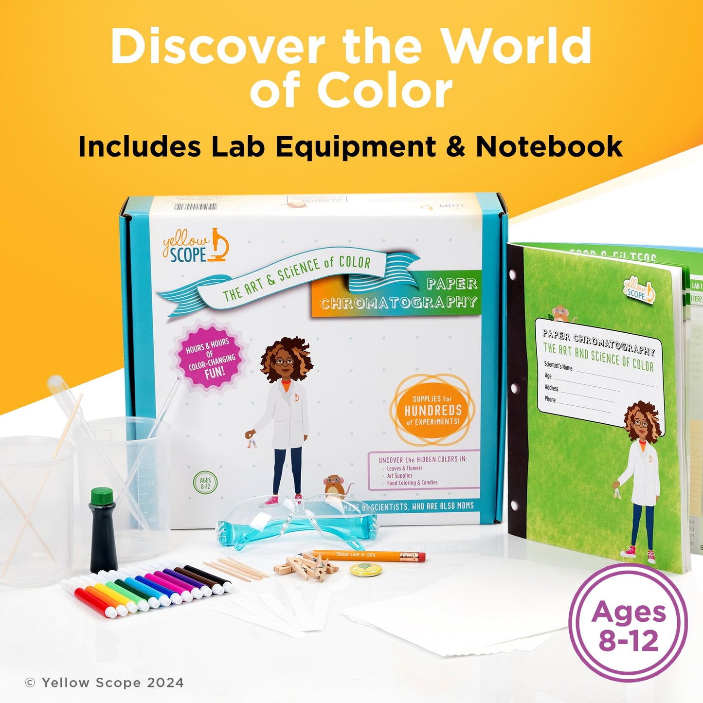 YELLOW SCOPE Paper Chromatopgraphy Science Kit for Kids, Toddler Activities, Preschool Learning Activities, STEM Kits for Girls and Boys, Educational & Fun for Ages 8 to 12