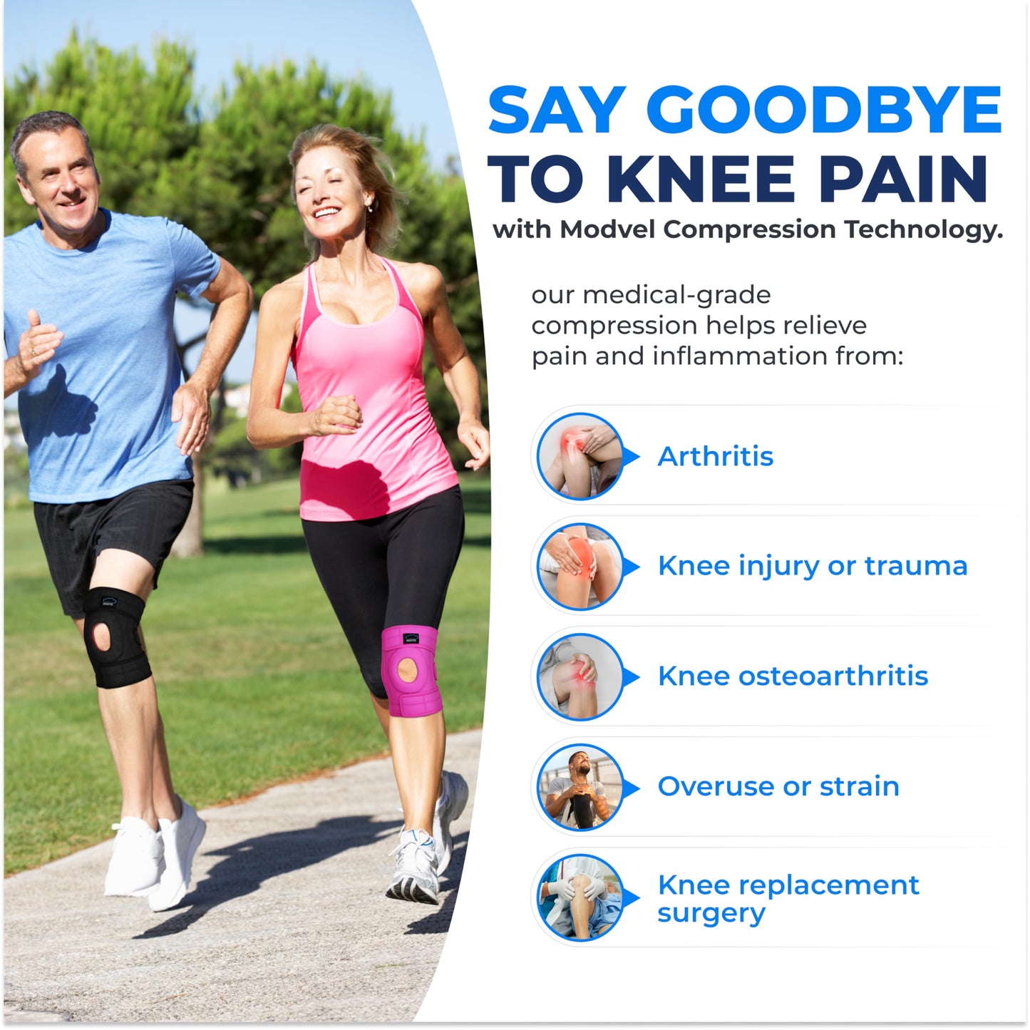 Modvel ELITE Knee Brace for Men & Women – Patella Gel Pads & Side Stabilizers for ACL, Meniscus Tear, Arthritis & Injury Recovery – Maximum Support for Running, Sports & Joint Pain Relief
