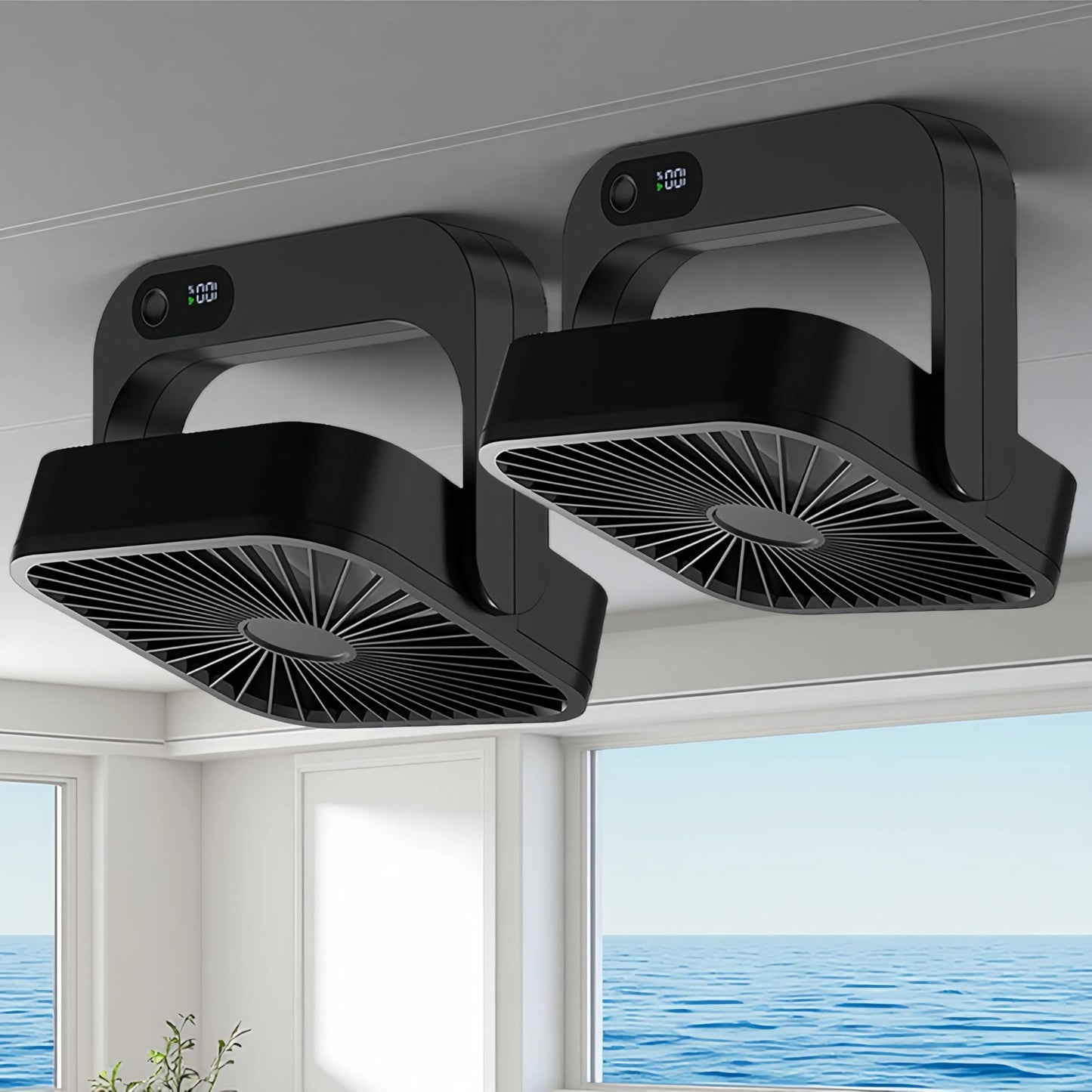 GIIKNEW 2-Pack Magnetic Cruise Ship Approved Fan, 5000mAh Battery Operated Portable Fan with 5 Speeds, Magnetically Sticks on Cabin Ceilings and Walls, Cruise Essentials 2026 - Black