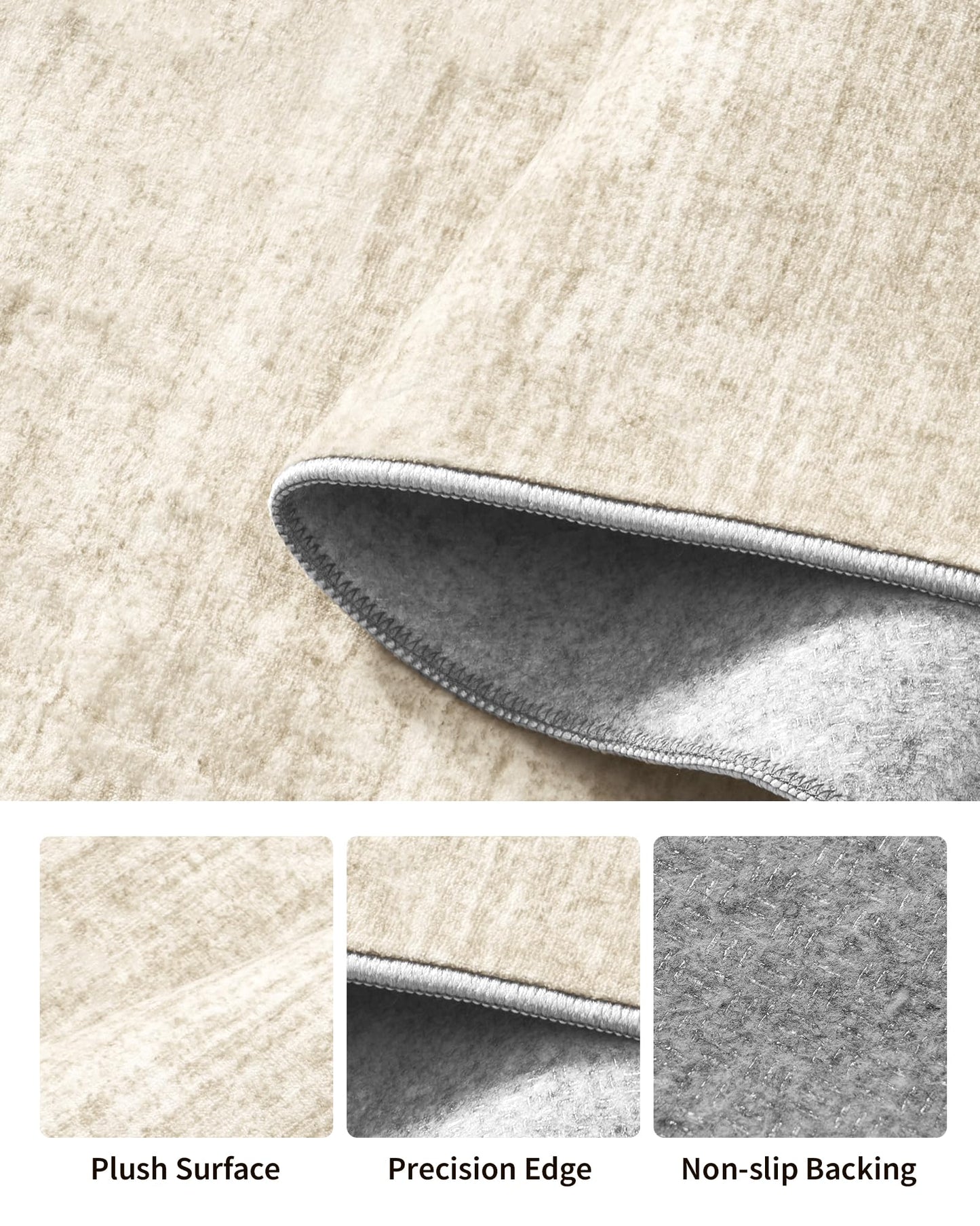 Art&Tuft Non-Slip Runner Rug - 3x8 Runner Rug Washable Low-Pile Rugs Runners, Soft Distressed Carpet Runner for Bedroom Bathroom Kitchen Laundry Living Room, Beige