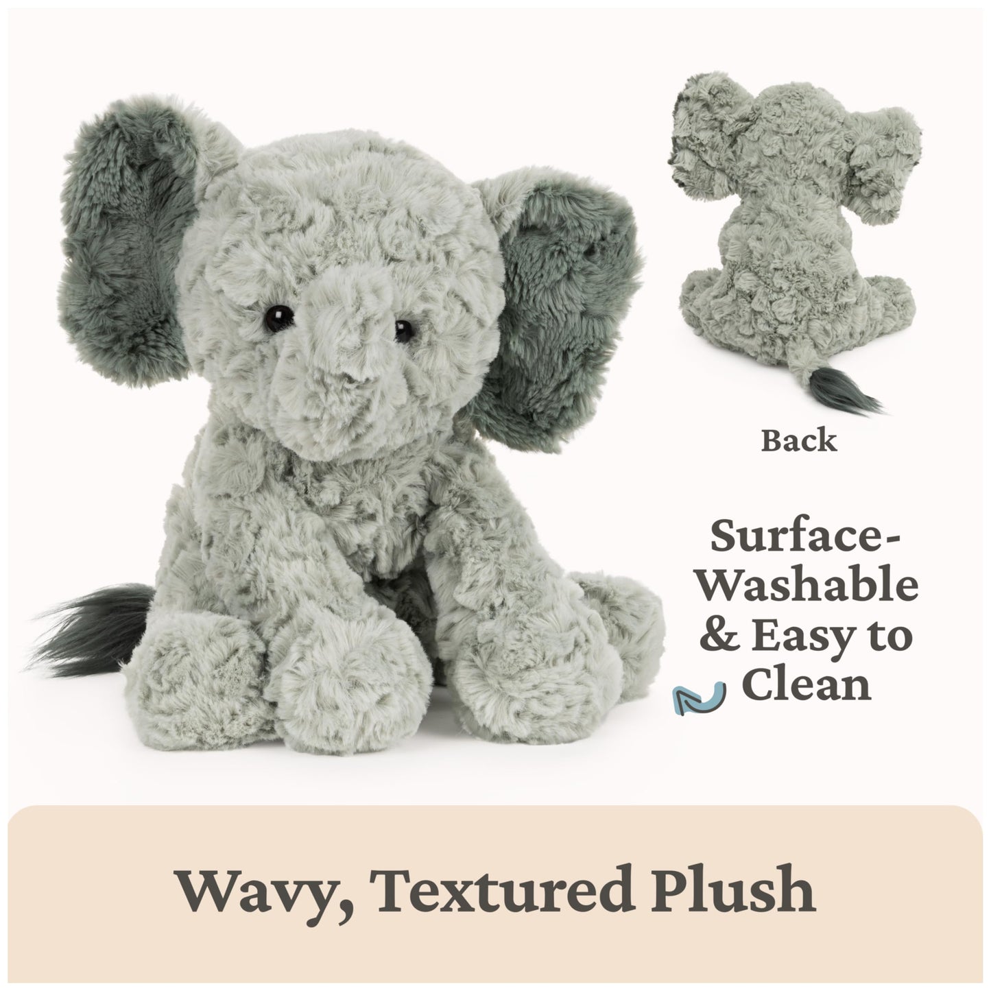 GUND Cozys Collection Elephant Plush, Elephant Stuffed Animals for Ages 1 and Up, Gray, 10"