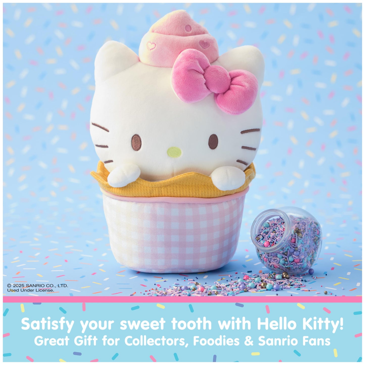 GUND Sanrio Official Hello Kitty Ice Cream Plush, Stuffed Animal for Ages 1 and Up, Pink/White, 10”