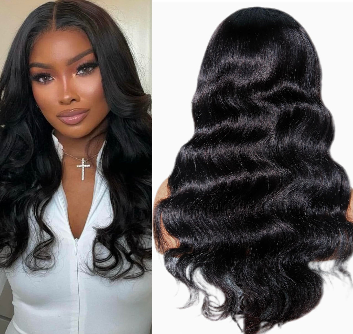 U Part Human Hair Wig Body Wave Glueless Half Wigs for Black Women No Sew In No Leave Out 180% Density Brazilian Virgin U Part Body Wave Wig Human Hair Natural Black Color (24inch)