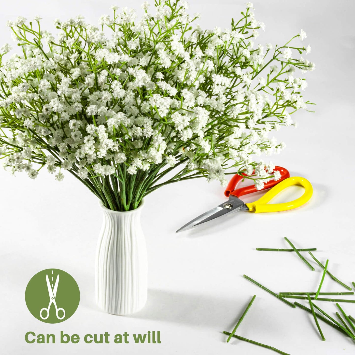 MAQIAHN 30 Baby Breath Artificial Flowers - Babies Breath Flowers Artificial Bulk Faux Flowers Bouquet White Flores Greenery Real Touch Fake Flower Arrangements Wedding Centerpieces Tables Decorations