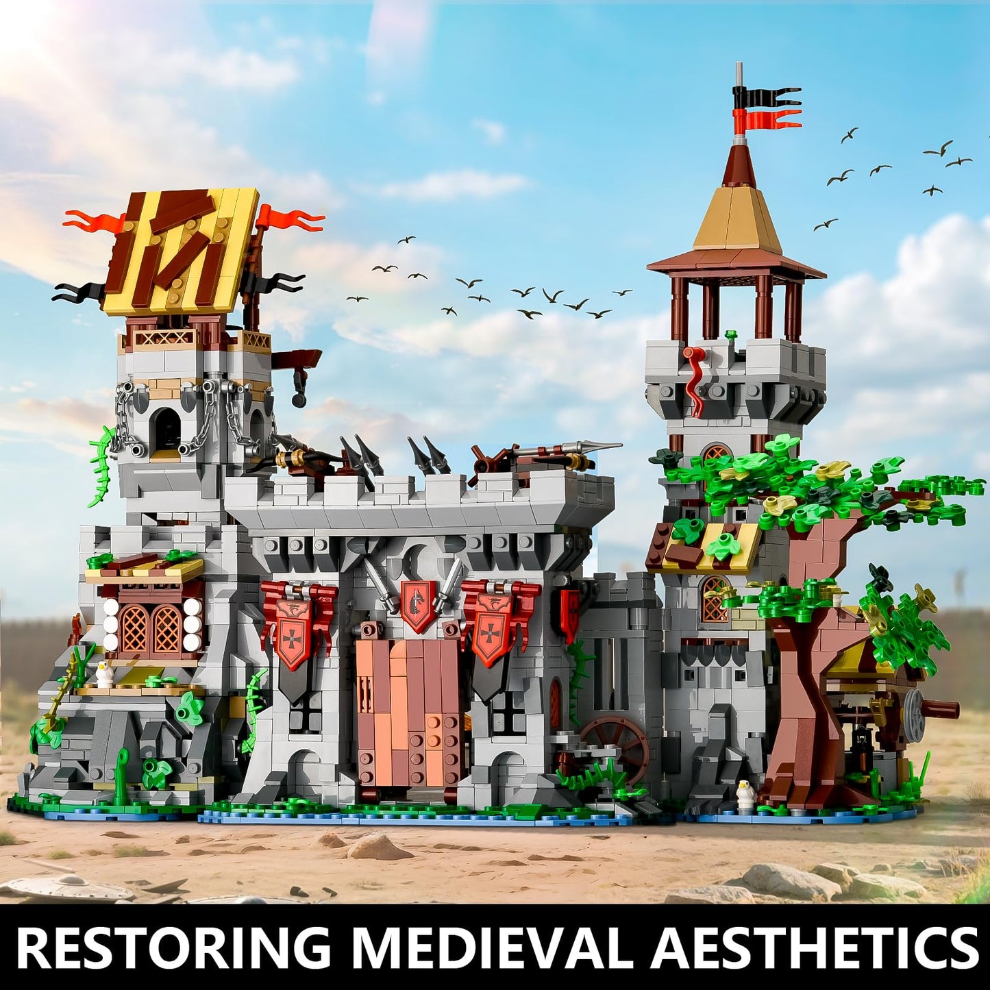 BNG Architecture Castle Building Set for Adult, 2 in 1 Fortress Architecture Building Block, House Collection STEM Toy, Home Office Decor and Creative Gift for Teen 14+(2568PCS)