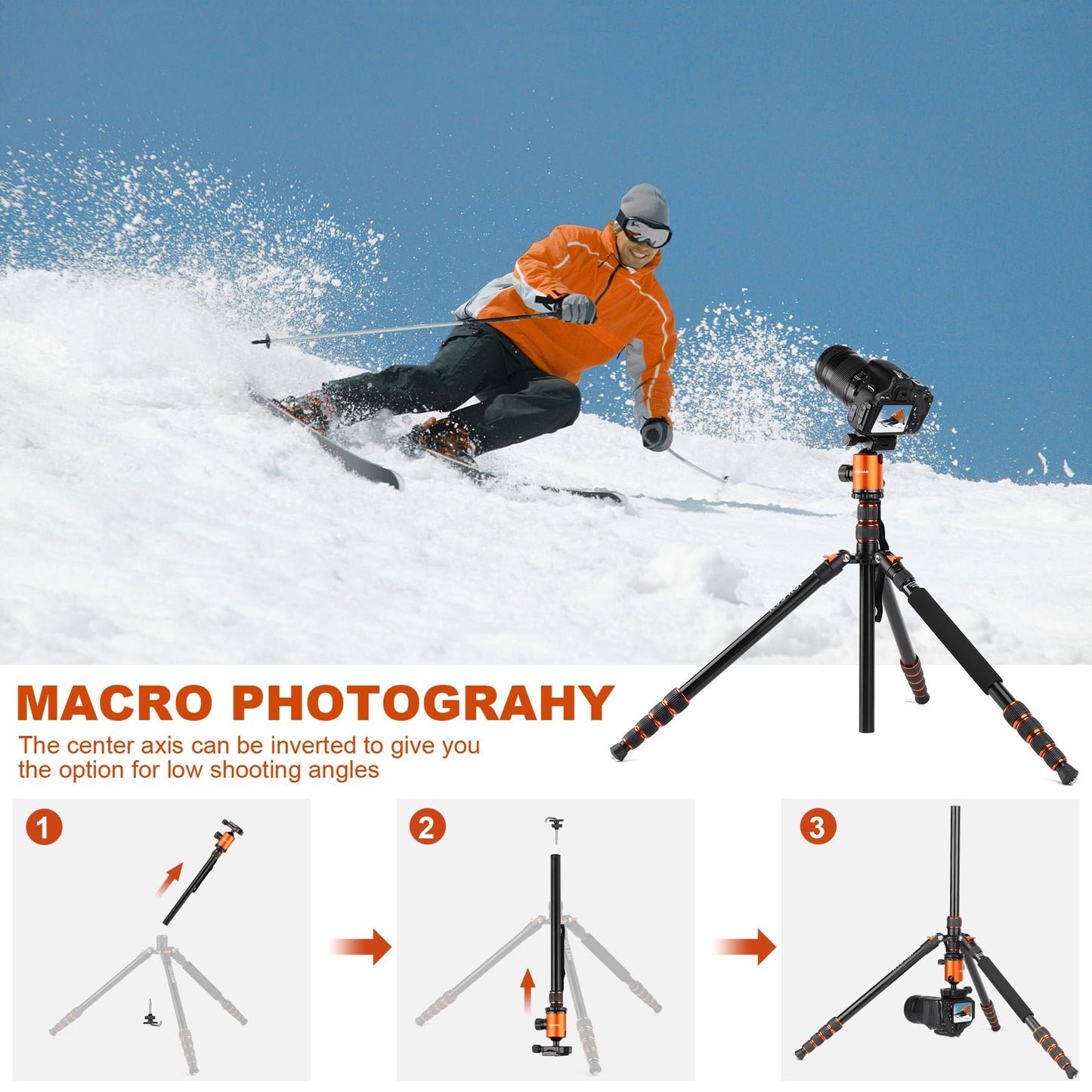 80/85 inches Heavy Duty Tripod for Camera and Phone, 85" Camera Monopod Tripods, DSLR Binoculars Spotting Scope Camcorders Video Tripod Stand, 360 Degree Ball Head, 35 lbs Loads