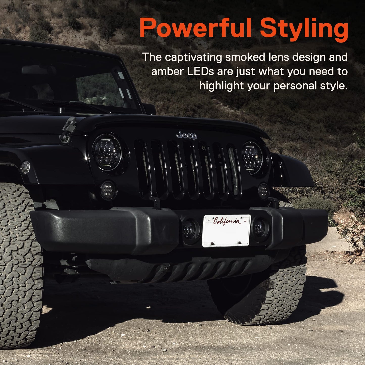 TRUE MODS Front LED Turn Signal & Side Marker Light Replacement for Jeep Wrangler [Smoked Lens] [Amber] LED Light Kit Compatible with 2007-2018 Jeep Wrangler JK (07-18) & Unlimited JKU Accessories