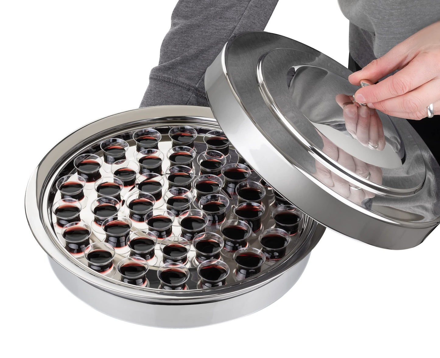 Steadfast Selections (Cup Tray Silver Premium Communion Trays for Churches | Stainless Steel Communion Set, Supplies | 40 Cup Tray | Church Communion Ware Sets