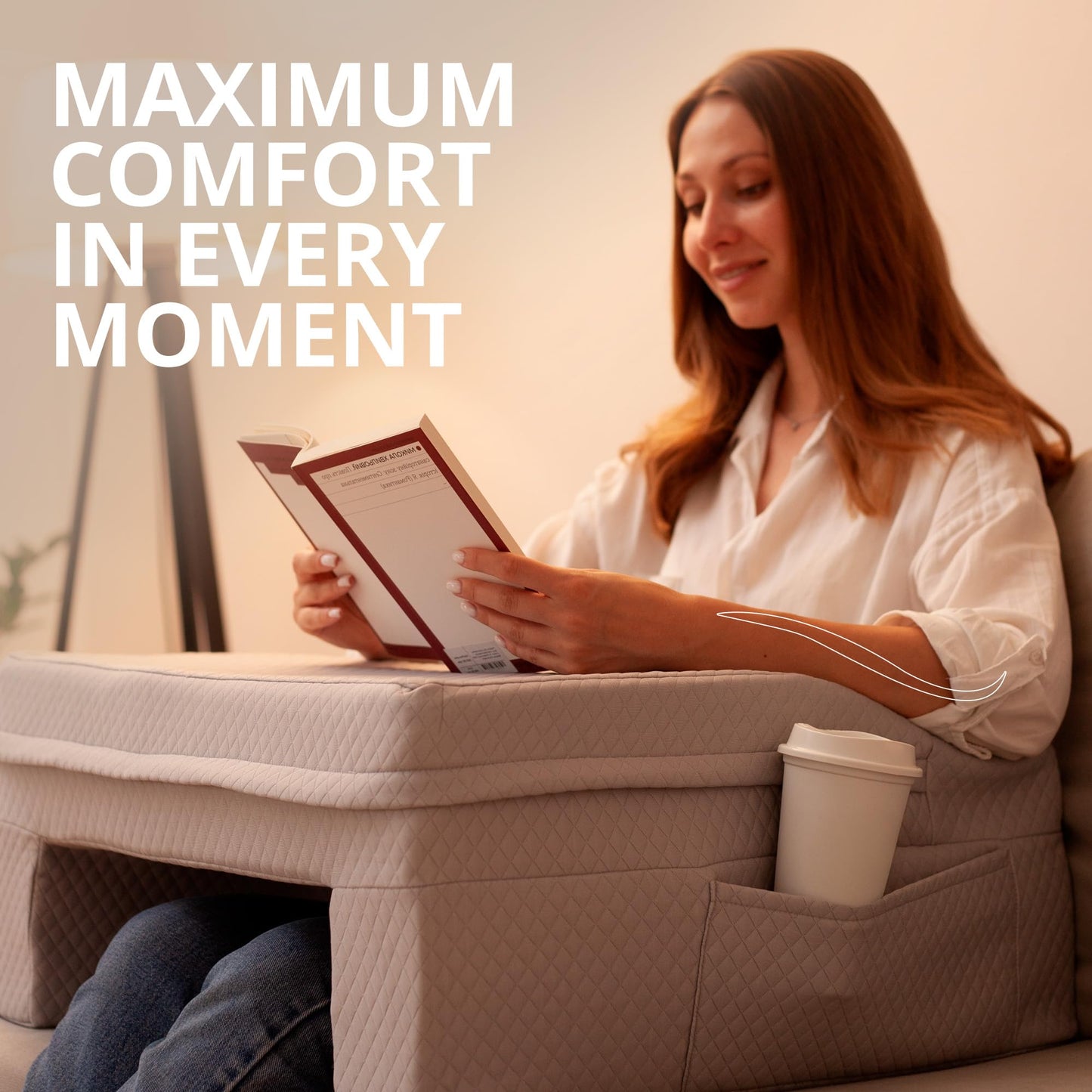 SafeSprings Laptop Pillow for Bed & Couch – 24" Lap Desk with High Density Foam, 16" Leg Spacing, Arm Rests, Side Pockets, 2 Washable Covers | Gaming, Reading, Steam Deck, Switch
