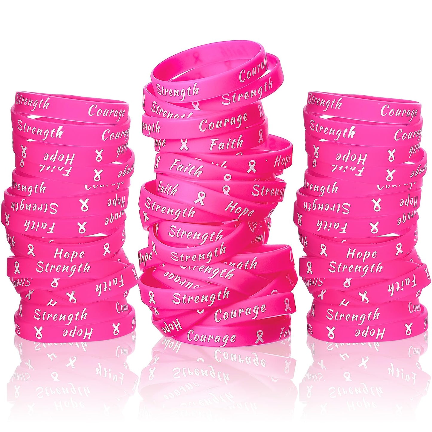 Sratte Breast Cancer Awareness Pink Ribbon Bracelets Rubber Wristbands for Women Party Public Events Breast Cancer Decorations Gifts(360 Pcs)