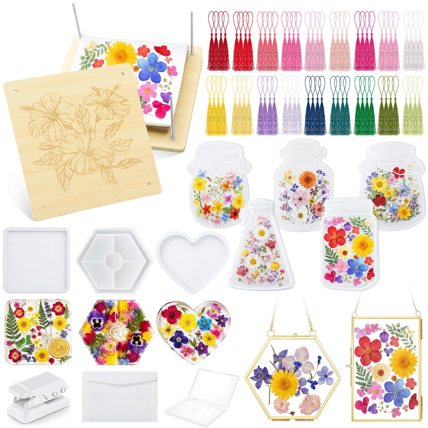 Fuyoooo Flower Press Kit, 10" x 10" Large Wooden Flower Pressing Kit for Adults DIY Bouquet Preservation & Dried Art Ideal Gift for DIY Nature Arts Craft Drying Christmas Wedding Lovers Gifts