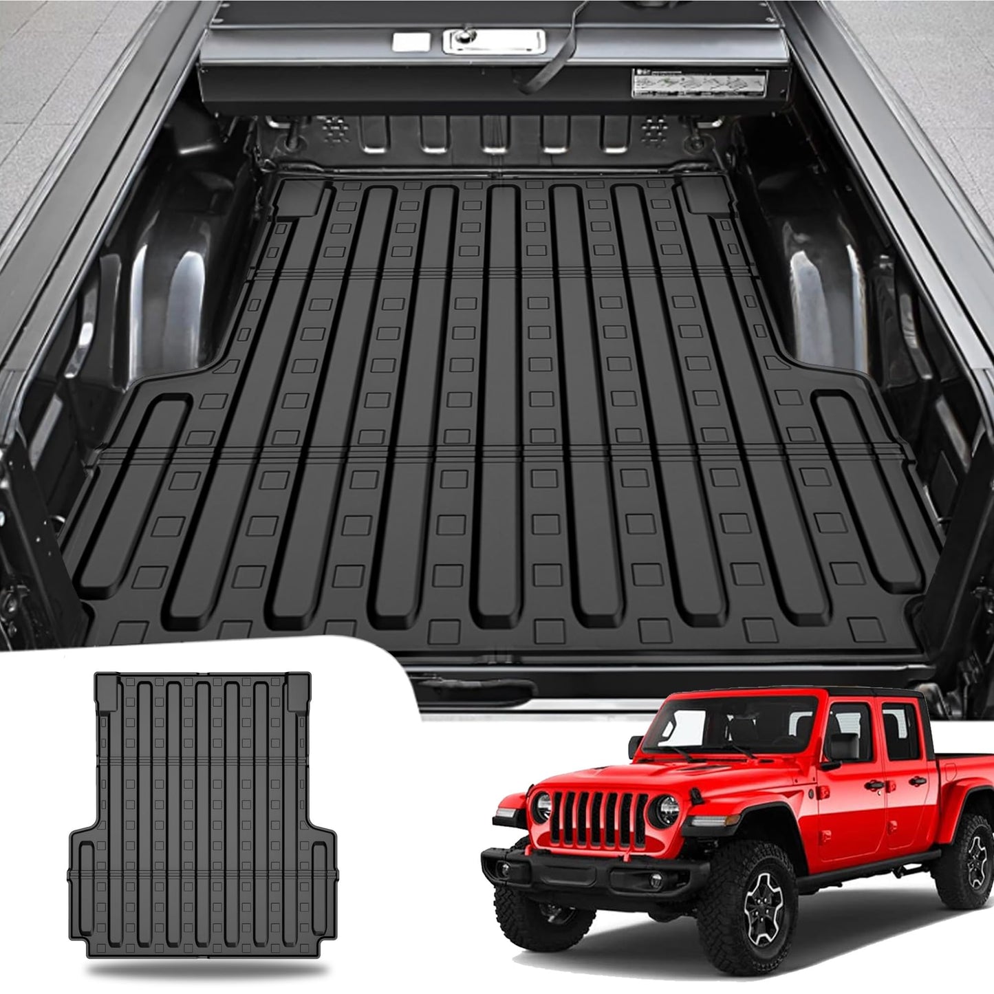 AOMSAZTO Truck Bed Mat for 2020-2025 2026 Jeep Gladiator JT 5FT All Weather Protection Non-Slip TPE Trunk Bed Liner for 2020 2021 2022 2023 2024 2025 2026 Jeep Gladiator Accessories.