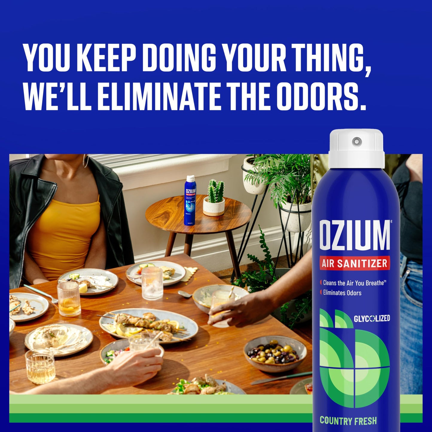 Ozium Air Sanitizer Spray - Room Odor Eliminator for Home, Car, and Office - Country Fresh Air Cleaner - 8 oz Can - 6 Pack