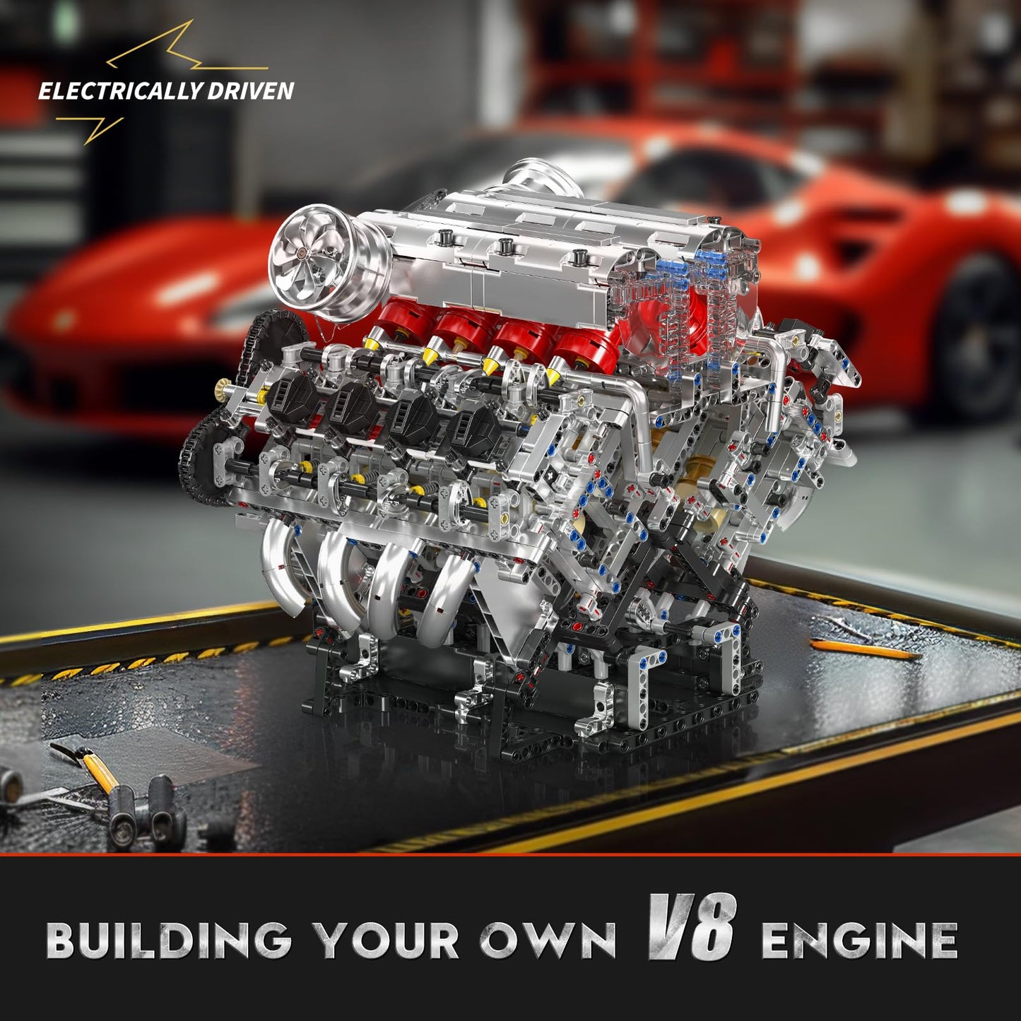 Mould King 10219 V8 Engine Model Kit - Build Your Own Supercar Model Engine, STEM Engineering Building Blocks Sets with Motor, 8-Cylinder Engine Building Kits for Teens Adults(2718 Pieces)