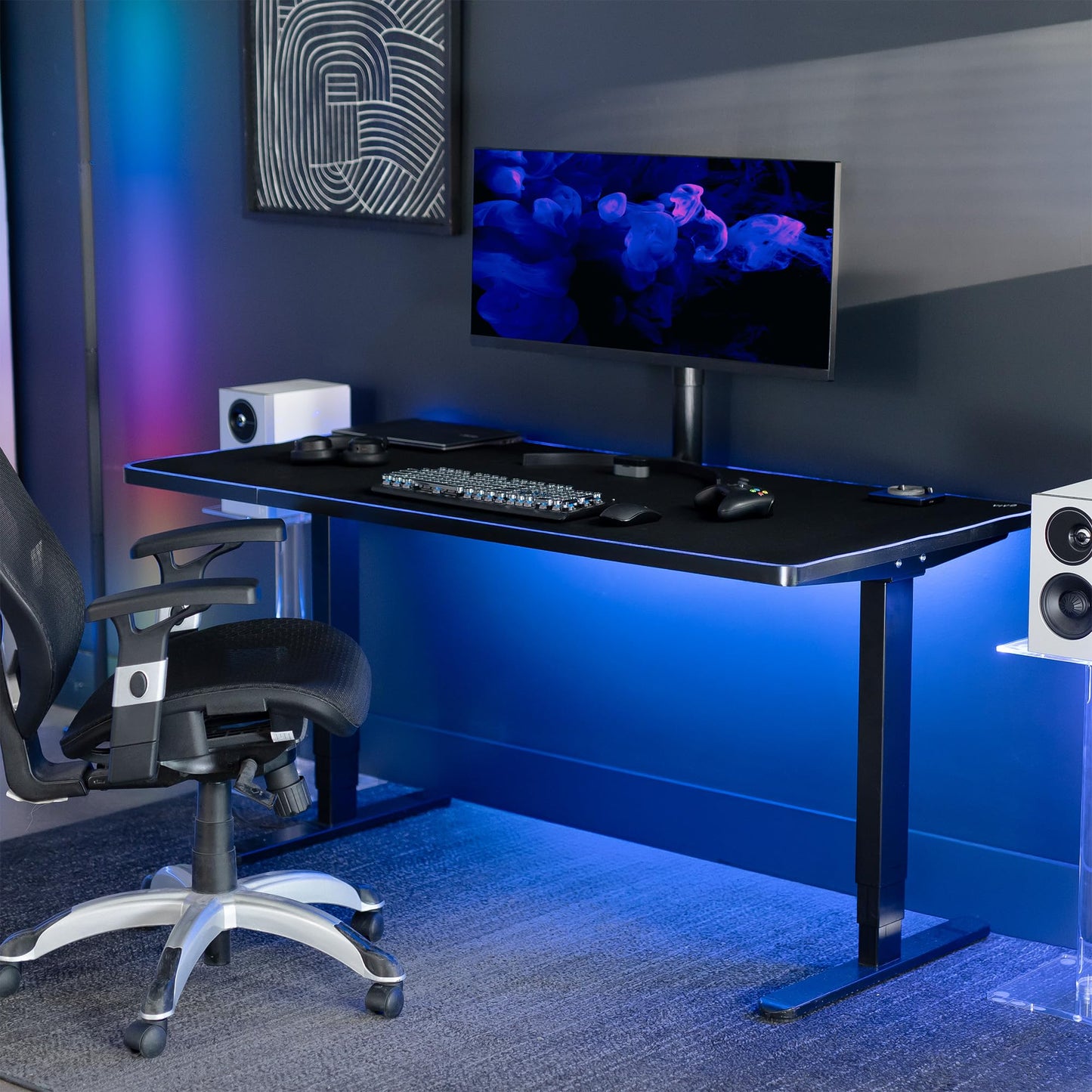 VIVO Large 60 x 30 inch Full Size Desk Pad with RGB Lighting for Office Ambience and Immersive Gaming, Oversized Mouse Pad Table Top Cover, 12 Color Modes, Non-Slip Base, Black, DESK-PAD60-30