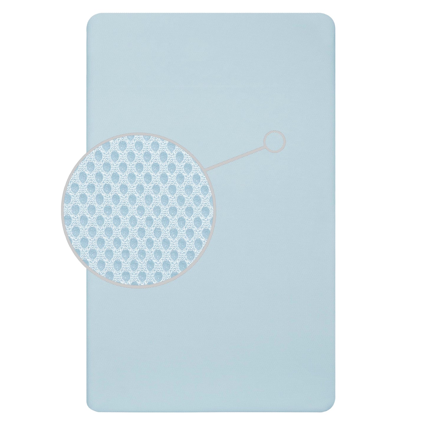 Dream On Me Snuggles Extra Firm Dual-Sided Baby Crib Mattress with Breathable Fabric, Water & Odor Resistant, GREENGUARD Gold Certified, Fits Mini & Portable Cribs (38”x 24”x 3”) - Blue Mist