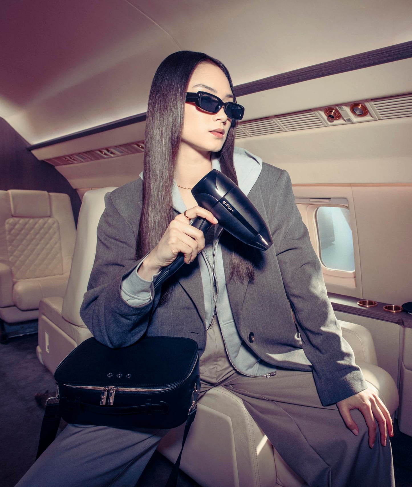 ghd Flight+ Travel Hair Dryer ― 1300w Professional Portable Hair Volumizer, Suitcase Friendly, Lightweight, Powerful, and Compact Blow Dryer with Luxurious Travel Case ― Black