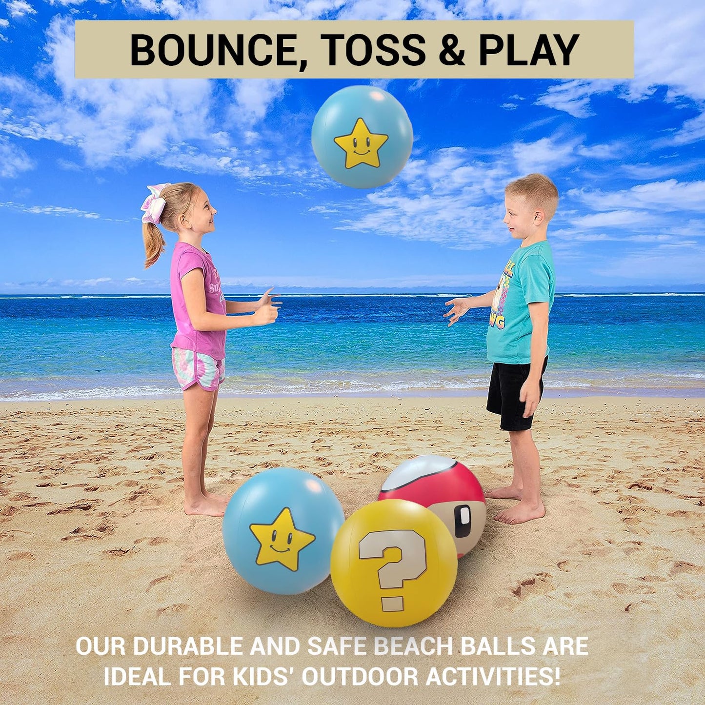 13.5” Set of 3 Fun Indoor and Outdoor Balls - Can Use for Play/Room Decor/Party Decor/Pool Inflatable Water Toys - Medium