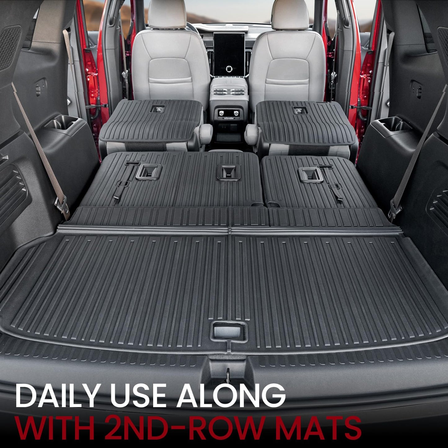 JOULARISE Cargo Mat Backrest Mats for 2024 2025 2026 GMC Acadia 7 Seats Car Accessories, All-Weather TPE Protector Cargo Liner Trunk Mat Seat Back Covers