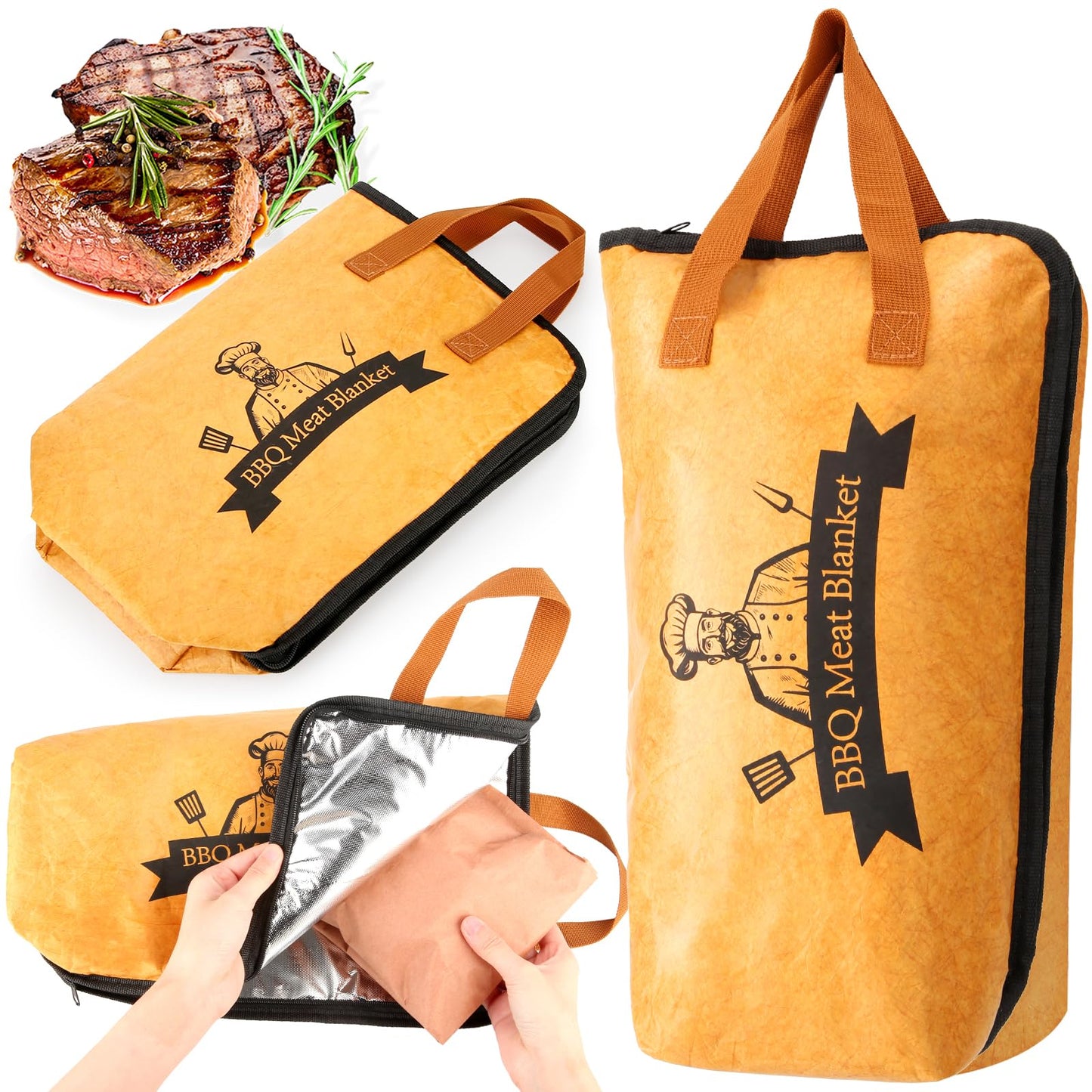 BBQ Blanket for Resting Meat-Air Fryer/Dough/Kitchen/Smoker Accessories Party Picnic Camping-Insulated Bag for Brisket/Pork Shoulder/Turkey-Anniversary Birthday Gift for Men (23in)
