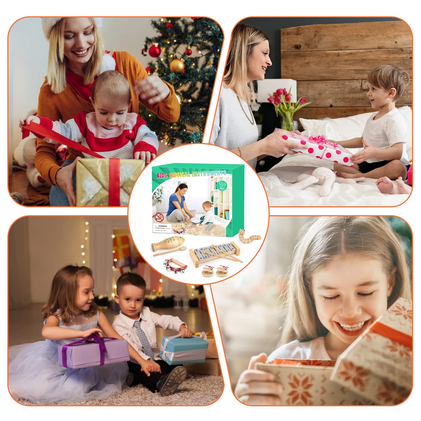 Kids Musical Instruments,100% Natural Wooden Music Percussion Toy Sets, 23 Pcs Tambourine Xylophone Toys for Kids, Girls Boys Preschool Education Early Learning Musical Toys with Bags