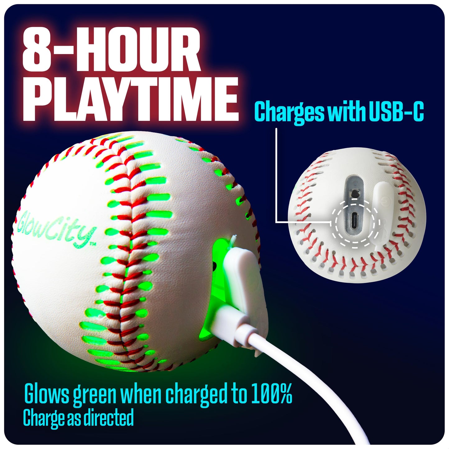 GlowCity Light up Baseball - Leather
