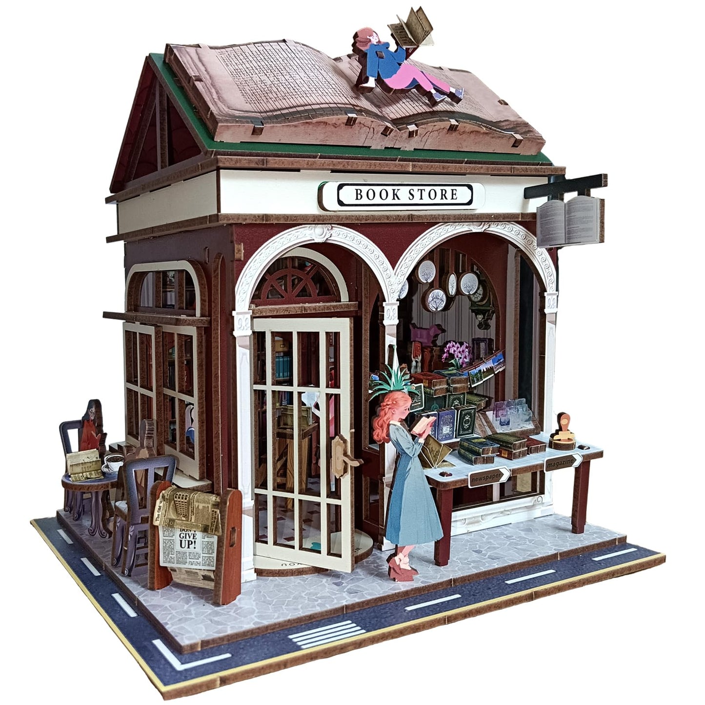 3D Wooden Puzzles for Adults, DIY Wooden Tiny House Building Set Crafts for Adults, Bookstore(148 Pcs)