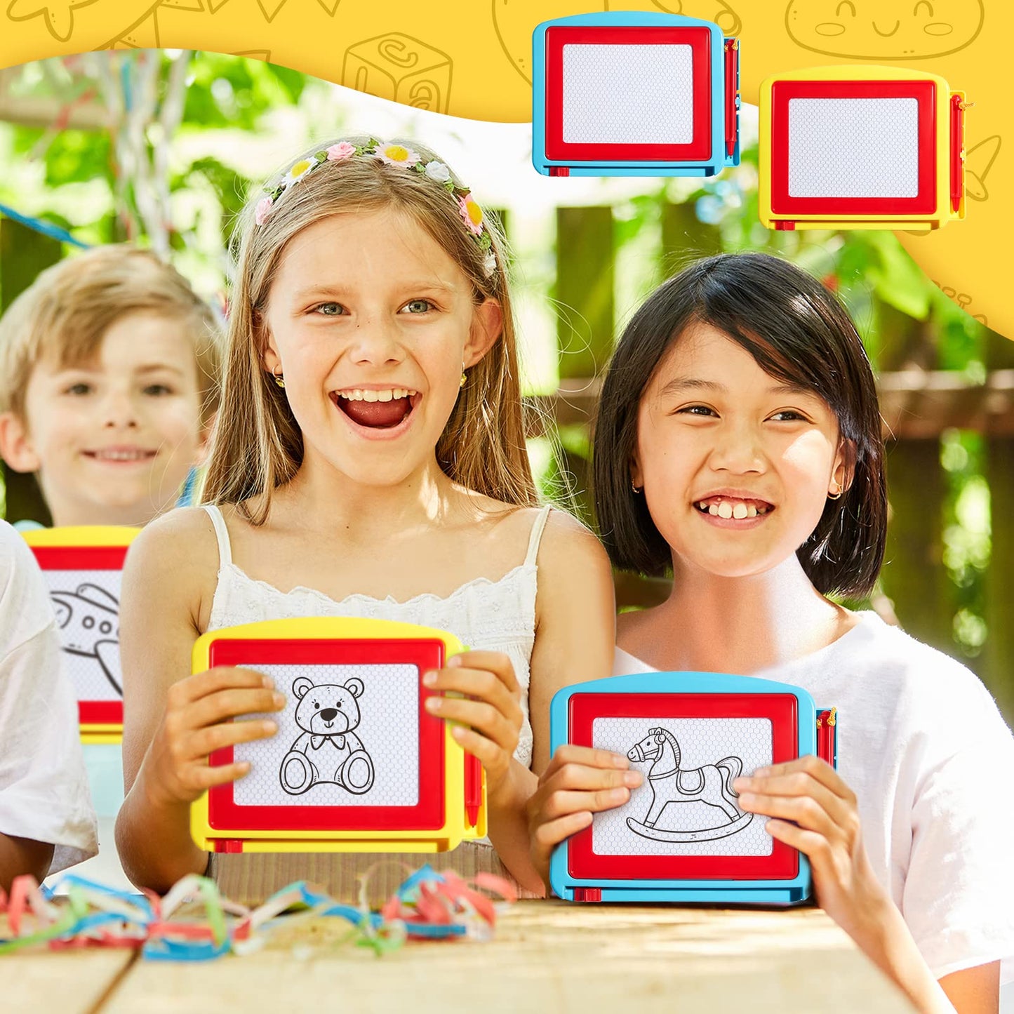 24 Pieces Mini Magnetic Drawing Board for Kids Toddler, Erasable Small Doodle Drawing Board Bulk Writing Painting Sketching Pad Toy for Classroom Rewards Party Favors Student Gifts(Classic)